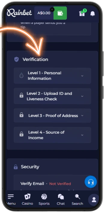 Rainbet verification